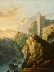 Schloss und Wasserfall